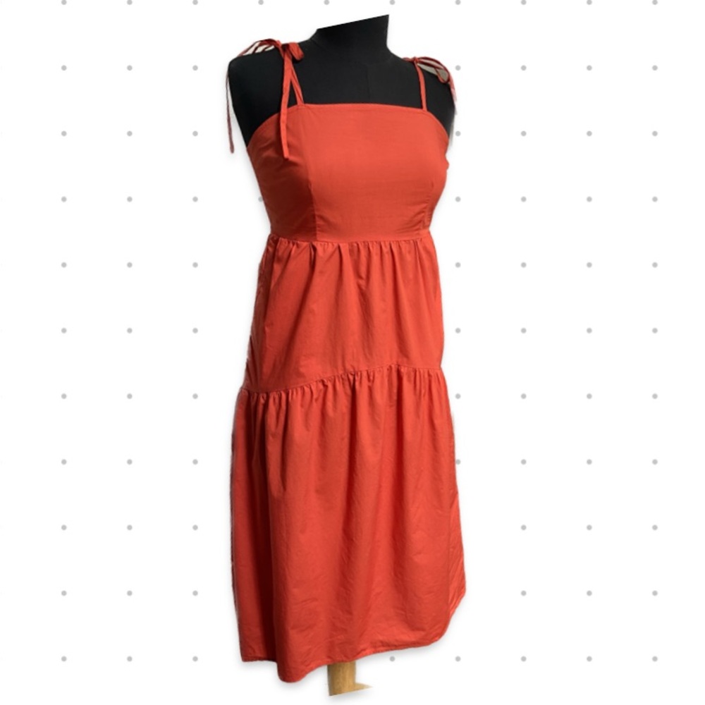 Who What Wear Target Summer Orange Baby Doll Tiered Tie-Strap Dress size xs